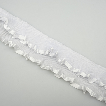 Тесьма декоративная T 101-2 белый, 5 см (намотка 10 ярдов)