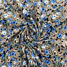 Трикотаж масло браш "Цветы" D DTY238 темно-бежевый, голубой, 150 см, 200 г/м² фото №1
