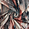 Трикотаж велюр "Абстракция" VLP203Z, слоновая кость, красно-коричневый, 150 см, 240 г/м² фото №1