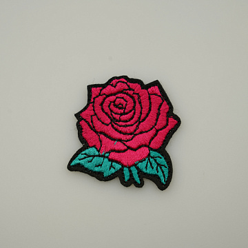 Термонаклейка "Роза" KL-181 розовый, зеленый, 4,5 см