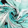 Трикотаж вискоза набивная "Цветы" D2, белый, бирюзовый, 150 см, 200 г/м² фото №1
