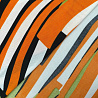 Трикотаж масло набивное "Абстракция" D2, оранжевый, белый, 150 см, 200 г/м² фото № 4