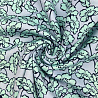 Трикотаж эластан (скуба) "Цветы" WPP003 мятный, темно-синий, 150 см, 270 г/м² фото №1