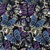 Плательная принт "Бабочки" D CX004 черный, фиолетовый, 250 г/м², 150 см фото № 2