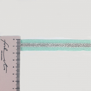 Тесьма (лампас) с люрексом TMD6 мятный, серебро, 1,5 см (намотка 100 ярдов)