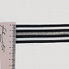 Лампас трикотажный с люрексом T T013 черный, белый, серебро, 3,5 см (намотка 77 ярдов) фото №1