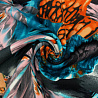 Трикотаж джерси принт "Цветы" KNIT бирюзовый, оранжевый, 150 см, 270 г/м² фото №1