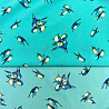 Шифон (супер софт) "Птички" WSF028 мятный, синий, 150 см, 110 г/м² фото № 3