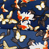Креп плательный "Цветы и бабочки" R91, темно-синий, рыжий, 150 см, 100 г/м² фото № 3