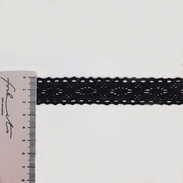 Тесьма декоративная Y 002 х/б черный, 2,3 см (намотка 25 ярдов)