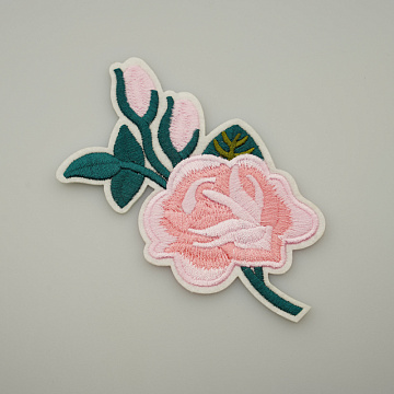 Термонаклейка "Роза" P285-R розовый, зеленый, 11,5 см