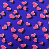Трикотаж масло набивное "Сердце" R-018, фиолетовый, розовый, 150 см, 200 г/м² фото № 4