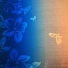 Трикотаж масло набивное двухсторонний бордюр "Цветы" D275 Col.6 синий, оранжевый, 150 см, 200 г/м² фото № 4