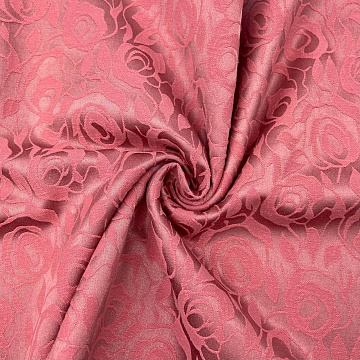 Костюмный жаккард "Розы" HN-J0986, розовый, 150 см, 227 г/м²