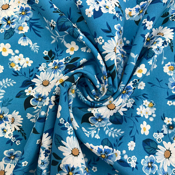 Ниагара принт "Цветы" N1948, голубой, белый, 150 см, 110 г/м²