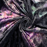 Трикотаж велюр "Цветы" VLP352Z, черный, сиреневый, 150 см, 240 г/м² фото №1