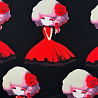 Костюмная Барби принт "Девочки", черный, красный, 200 г/м², 150 см фото № 2