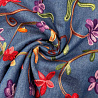 Джинс вышивка "Цветочные узоры" D3 деним, терракотовый, 197 г/м², 145 см фото №1