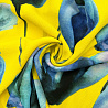 Креп принт "Цветы" R-004, желтый, голубой, 150 см, 100 г/м² фото №1