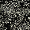 Плательная рогожка принт "Узоры" D5100 черный, белый, 150 г/м², 150 см фото №1