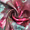 Трикотаж эластан (скуба) "Цветы" PDP1702 мятный, темно-розовый, 150 см, 270 г/м² фото №1
