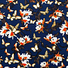 Креп плательный "Цветы и бабочки" R91, темно-синий, рыжий, 150 см, 100 г/м² фото № 4