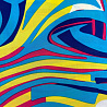 Трикотаж масло набивное "Абстракция" D3, голубой, желтый, 150 см, 200 г/м² фото № 4