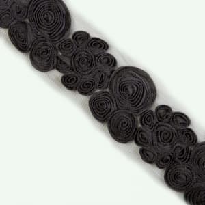 Тесьма декоративная "Объемные розы" T001, коричнево-фиолетовый, 6 см (намотка 7,5 ярдов)