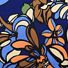 Трикотаж масло набивное "Цветы" R-217 синий, оранжевый, 150 см, 200 г/м² фото № 2