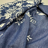 Джинс вышивка двухсторонний бордюр "Цветы" FQK022A, деним, белый, 120 г/м², 136-137 см фото № 2