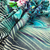 Вискоза (штапель) принт односторонний бордюр "Цветы/перья" 539B, морской волны, фиолетовый, 110 г/м², 150 см фото № 2