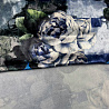 Трикотаж велюр "Цветы" VLP205Z, синий, хаки, 150 см, 240 г/м² фото № 3