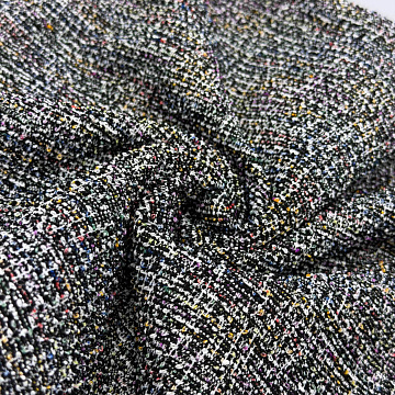 Трикотаж "Шанель" T-200115, черный, белый, 150 см, 290 г/м²