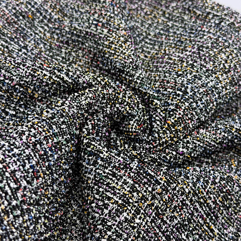 Трикотаж "Шанель" T-200115, черный, белый, 150 см, 290 г/м²