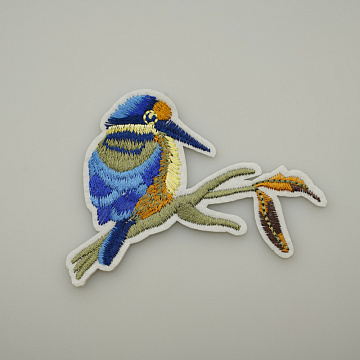 Термонаклейка "Птица на ветке" P285 синий, 9 см