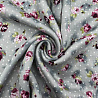 Вискоза-сатин "Цветы" GR013, серый, бордовый, 110 г/м², 150 см фото №1