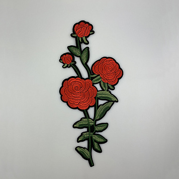 Термонаклейка "Розы" P013-2 красный, зеленый  38см