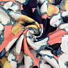 Трикотаж креп "Цветы акварельные" D7383 лососевый, кремовый, 150 см, 270 г/м² фото №1