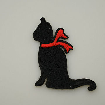 Термонаклейка "Кошка" KL-11 черный, красный 7см