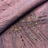 Тафта жатая с паетками D1, фиолетово-персиковый, 90 г/м², 150 см фото № 4