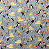 Шифон вельвет принт "Птицы" R-207, голубой, черный, 70 г/м², 150 см фото № 4