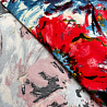 Трикотаж масло браш "Цветы" D RY21523 красный, джинсовый, 150 см, 200 г/м² фото № 3
