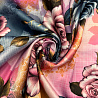 Сатин (атлас) принт "Цветы", D9859 розовый, голубой, 100 г/м², 150 см фото №1