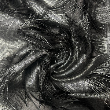 Декоративное полотно на шифоне "Звезды" Col.2, черный, серебро 150 г/м², 148 см
