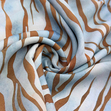 Плательная принт "Анималистичный" D#7 голубой, коричнево-бежевый, 150 см, 73 г/м²