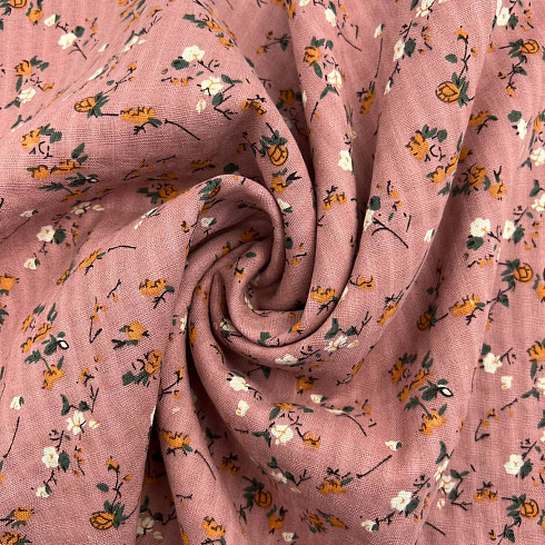 Коттон принт "Цветочки" A274 пастельный розовый, 145 см, 115 г/м²