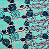 Трикотаж "Оттоман" принт цветы односторонний бордюр, мятный, темно-синий, 150 см,  270 г/м² фото № 5