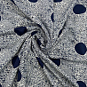 Трикотаж масло набивное "Горох" R-012 темно-синий, белый, 150 см, 200 г/м² фото №1