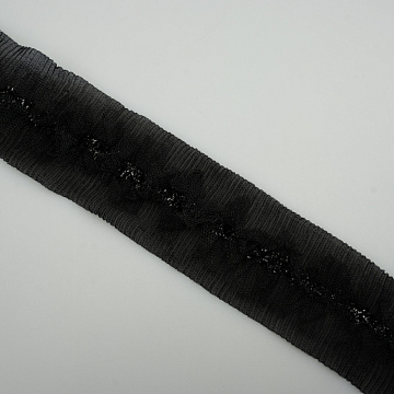 Тесьма декоративная T 105-1 черный, 5 см (намотка 10 ярдов)