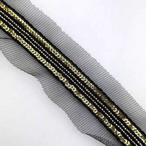 Тесьма декоративная Т 650 золото, серебро, 1,7 см (намотка 10 ярдов)